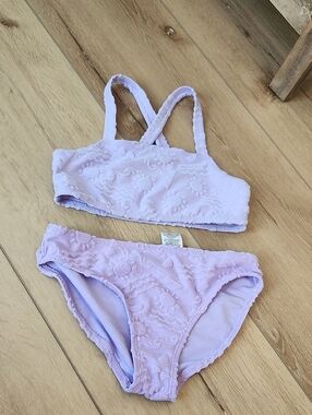 Textured Lilac Two-Piece Swim Suit, Girls Medium 7/8